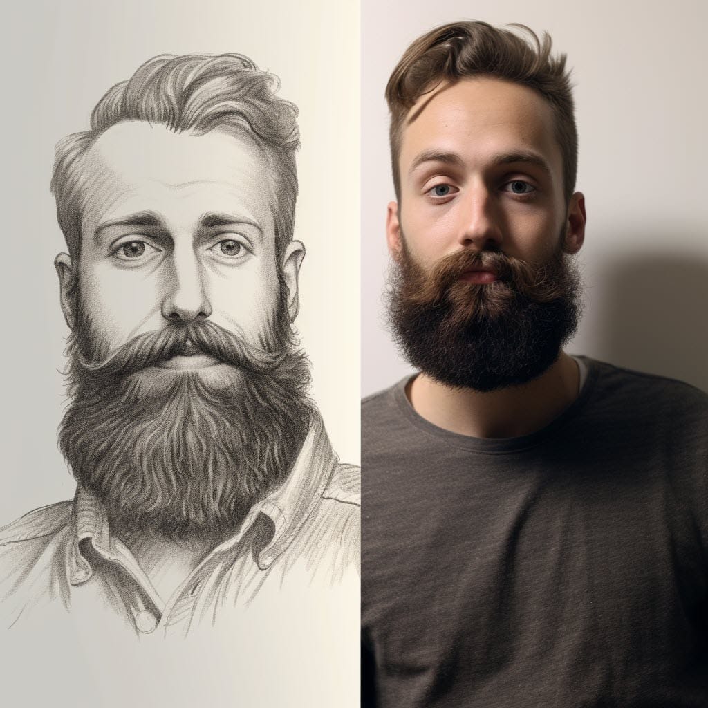 Drawing of a a man with beard