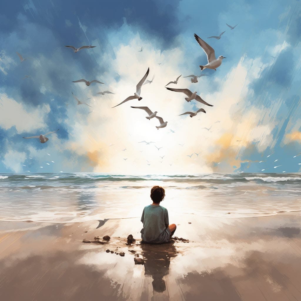 boy and the sea art